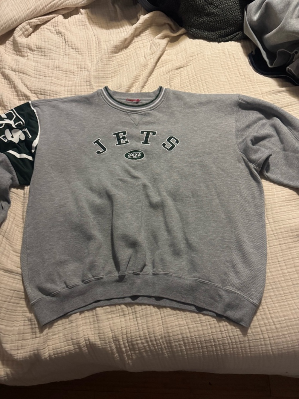 Jets Gray Crewneck Sweatshirt - Official Team Logo
